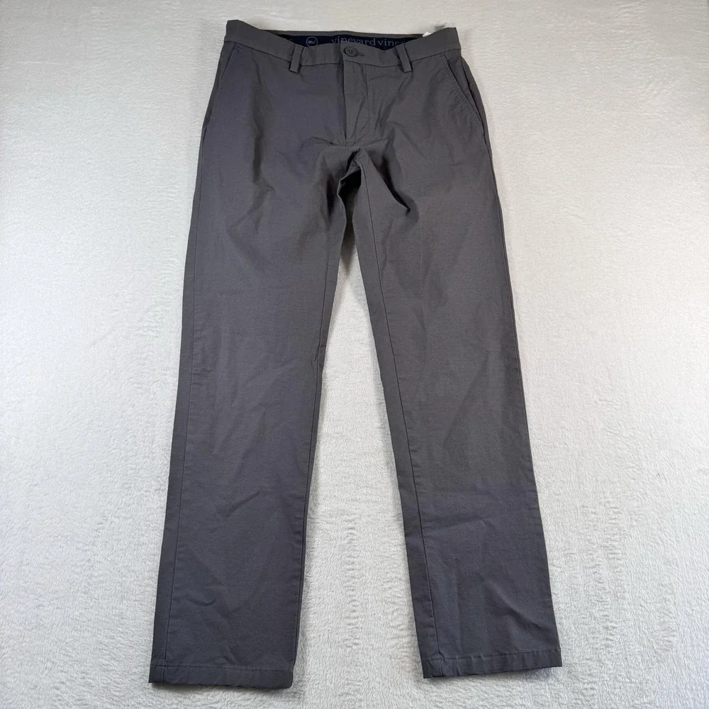 Vineyard Vines On The Go Pants Mens 30x30 Gray Stretch Chino Casual Golf